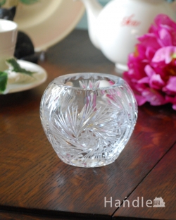 アンティーク雑貨 アンティーク花瓶 星が刻まれた可愛いガラスボール（花器）、アンティークプレスドグラス