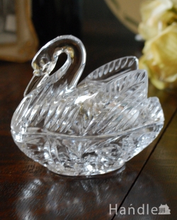 アンティーク雑貨 アンティークベル 優雅なスタイルのスワンの小物入れ、アンティークプレスドグラス