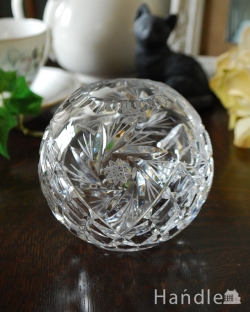 アンティーク雑貨 アンティーク花瓶 星が刻まれた可愛いガラスボール（花器）、アンティークプレスドグラス