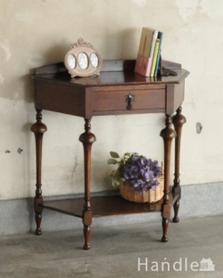 アンティーク家具 アンティークのテーブル 英国輸入のアンティーク家具、オーク材を使った引き出し付きコンソールテーブル 