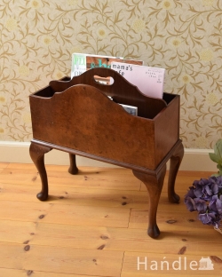 アンティーク家具 マガジンラックおしゃれ 高級感のあるウォルナット材のアンティーク マガジンラック