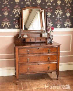 アンティーク家具 アンティークのドレッサー オーク材の上品な英国輸入アンティーク家具、和室にも似合うドレッシングチェスト