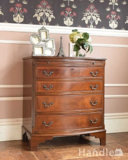 アンティーク家具 アンティークのチェスト スライドトレー付きのチェストオブドロワーズ、収納力があるアンティーク英国家具