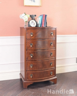アンティーク家具 アンティークのチェスト 木目の美しさを楽しめる英国アンティーク、マホガニー材のチェストオブドロワーズ