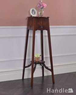 アンティーク家具 プランツスタンド 英国輸入の美しい小さなアンティーク家具、象嵌が美しいプランツスタンド