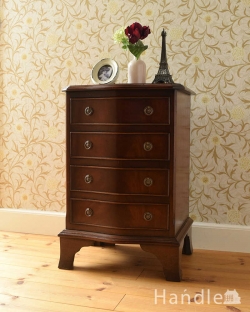 アンティーク家具 アンティークのチェスト マホガニー材のベッドサイドチェスト、小さい英国アンティーク家具