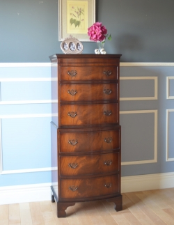 アンティーク家具 アンティークのチェスト マホガニー材のアンティーク英国家具、美しいチェスト(トールボーイ)