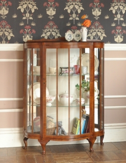 アンティーク家具 アンティークのキャビネット アンティーク英国家具のショーケース、上品なミラー付きガラスキャビネット