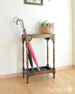 アンティーク家具 傘立て・ステッキスタンド 小さなアンティークの英国家具、木製のステッキスタンド