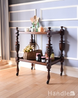 アンティーク家具 アンティークのワゴン・トローリー 美しい脚を持つトロリー（ワゴン）、オーク材のアンティーク英国家具