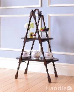 アンティーク家具 プランツスタンド ティータイムに大活躍、英国輸入のツイストラインが美しいアンティークケーキスタンド