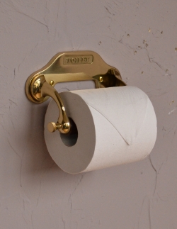 住宅用パーツ 洗面・トイレ レトロなデザインの真鍮製ペーパーホルダー（ゴールド）フタ無し