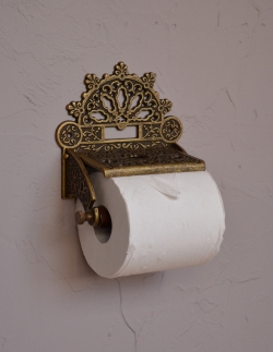 住宅用パーツ 洗面・トイレ 真鍮製クラシカルなペーパーホルダー（アンティーク色）