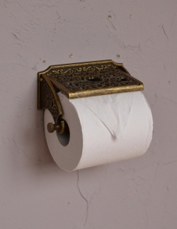 住宅用パーツ 洗面・トイレ 真鍮製クラシカルなペーパーホルダー （アンティーク色）
