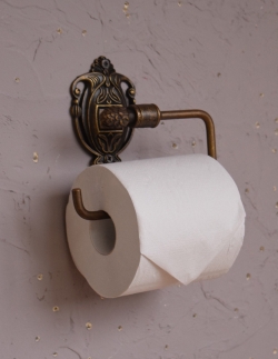 住宅用パーツ 洗面・トイレ ヨーロピアン調の真鍮製ペーパーホルダー（アンティーク色）