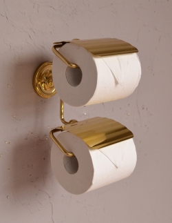 住宅用パーツ 洗面・トイレ 真鍮ペーパーホルダーツイン（ゴールド）