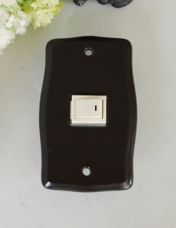 住宅用パーツ スイッチ・スイッチカバー 陶器製スイッチプレート/黒マット（シングルタイプ）電気スイッチ
