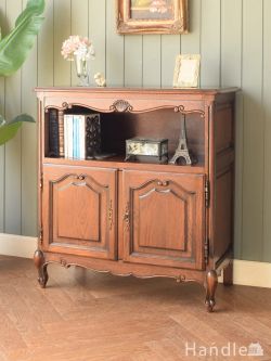 アンティーク家具 アンティークのサイドボード オープンシェルフが付いたおしゃれな収納家具、フランスのアンティークキャビネット