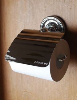 住宅用パーツ 洗面・トイレ 真鍮製のペーパーホルダー （シルバー・デザインI・ビス付き）