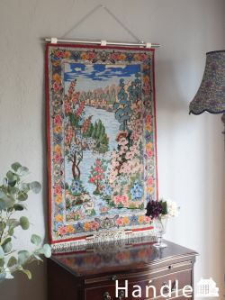 アンティーク雑貨 トライバルラグ・トルコ絨毯 イスファハーンから届いた美しいペルシャ絨毯、ワンウェイデザインの美しい壁掛けラグ