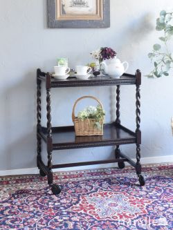 アンティーク家具 アンティークのワゴン・トローリー ツイスト足が美しいおしゃれなアンティーク、イギリスから届いた気軽に使えるワゴン