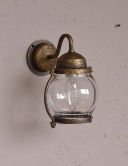 照明おしゃれ ウォールライト・ウォールランプ 真鍮製ウォールブラケット、小さいポーチライト（外灯・アンティーク色）（電球セット）