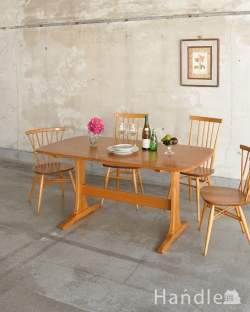 アンティーク家具 アンティークのテーブル Ｔ字脚がオシャレなヴィンテージ家具、アーコール社のダイニングテーブル