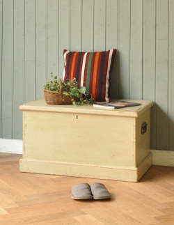 アンティーク家具 ブランケットボックス・収納ボックス ペイントされたアンティーク家具、イギリスのブランケットボックス 