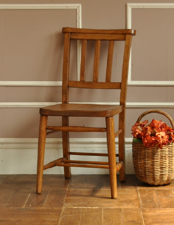 可愛いイギリスのアンティーク椅子、木製のチャーチチェア(m-280-c-1