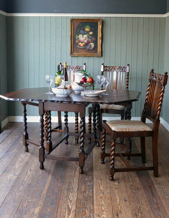 伸張式のアンティーク英国家具、カッコいいゲートレッグテーブル (m-338-f)