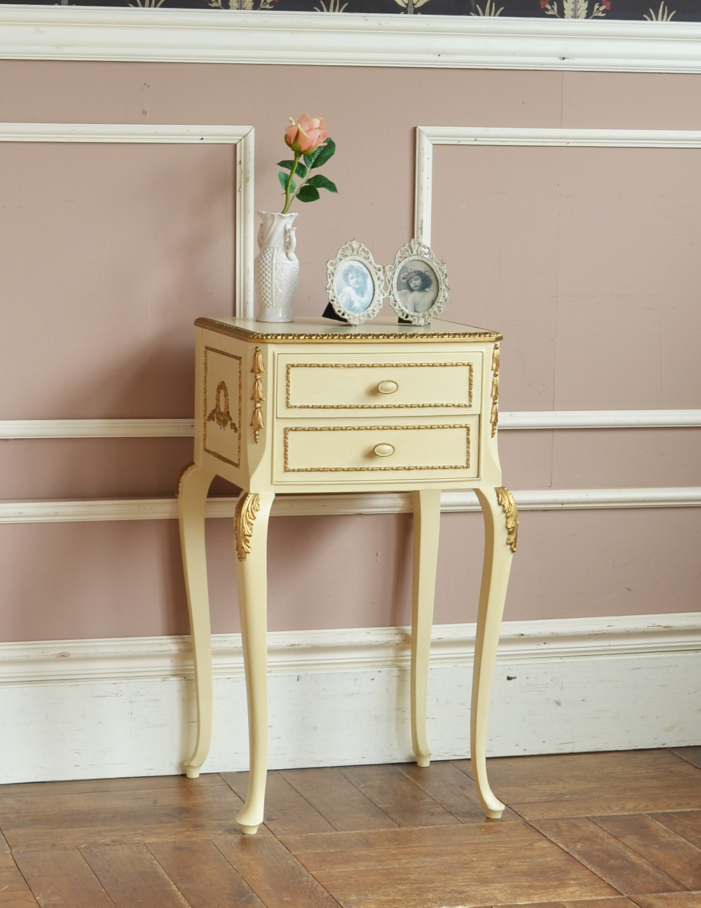 エレガントなアンティーク家具、フランスのベッドサイドチェスト (m-393-f)