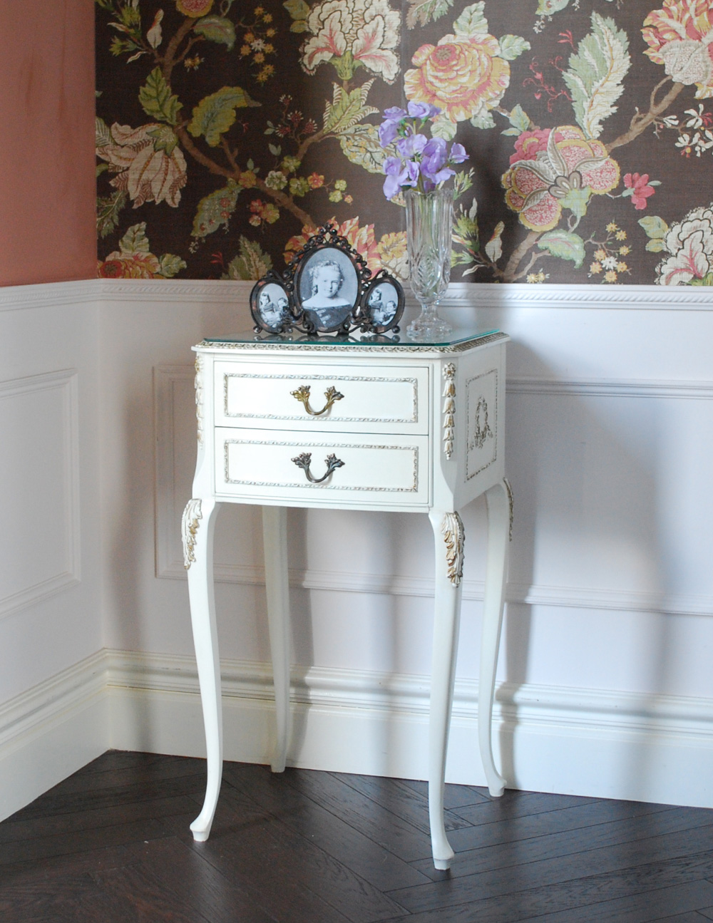 フランスアンティークのペイント家具、ナイトキャビネット（サイドチェスト） (m-479-f)