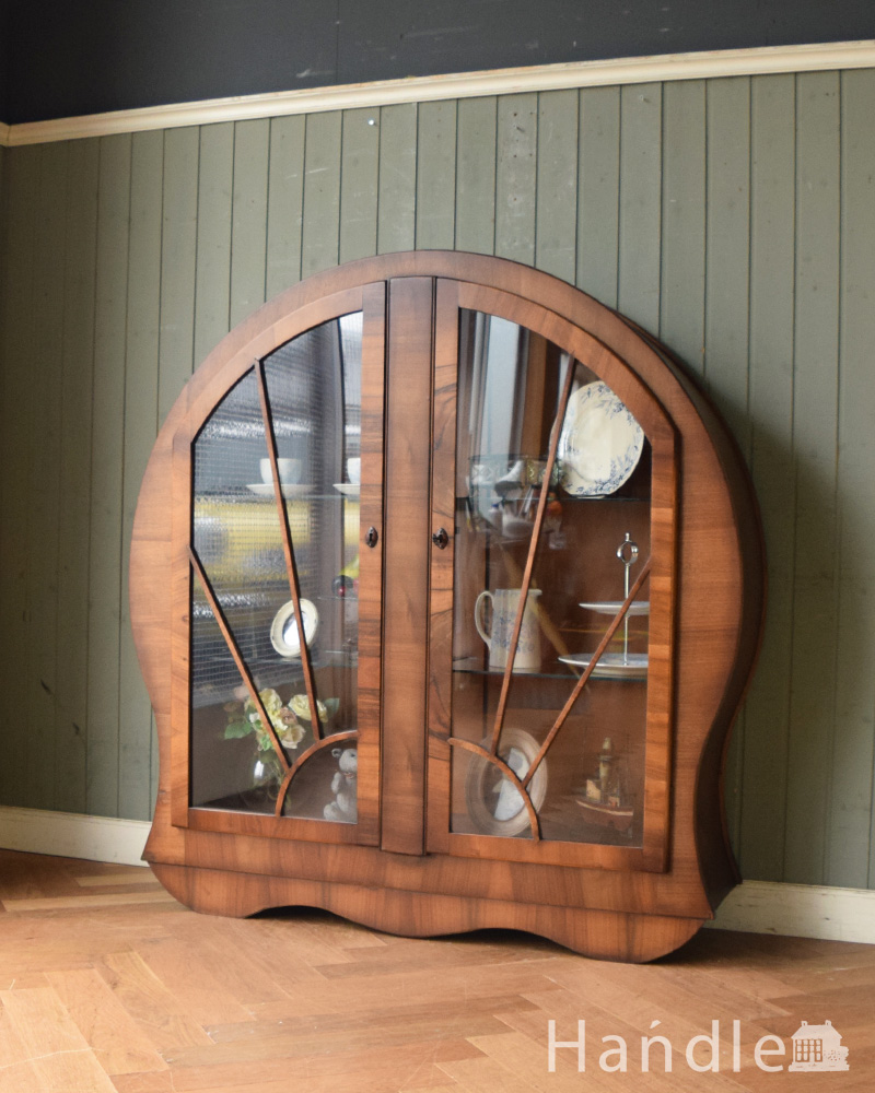 美しいガラス扉のディスプレイキャビネット、アンティークの英国家具 (m-583-f)