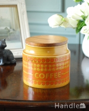 イギリスのビンテージ陶磁器、ホーンジーHORNSEAのサフランのジャー（COFFEE）