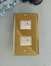 真鍮のスイッチカバー、電気スイッチプレート（ダブルタイプ）