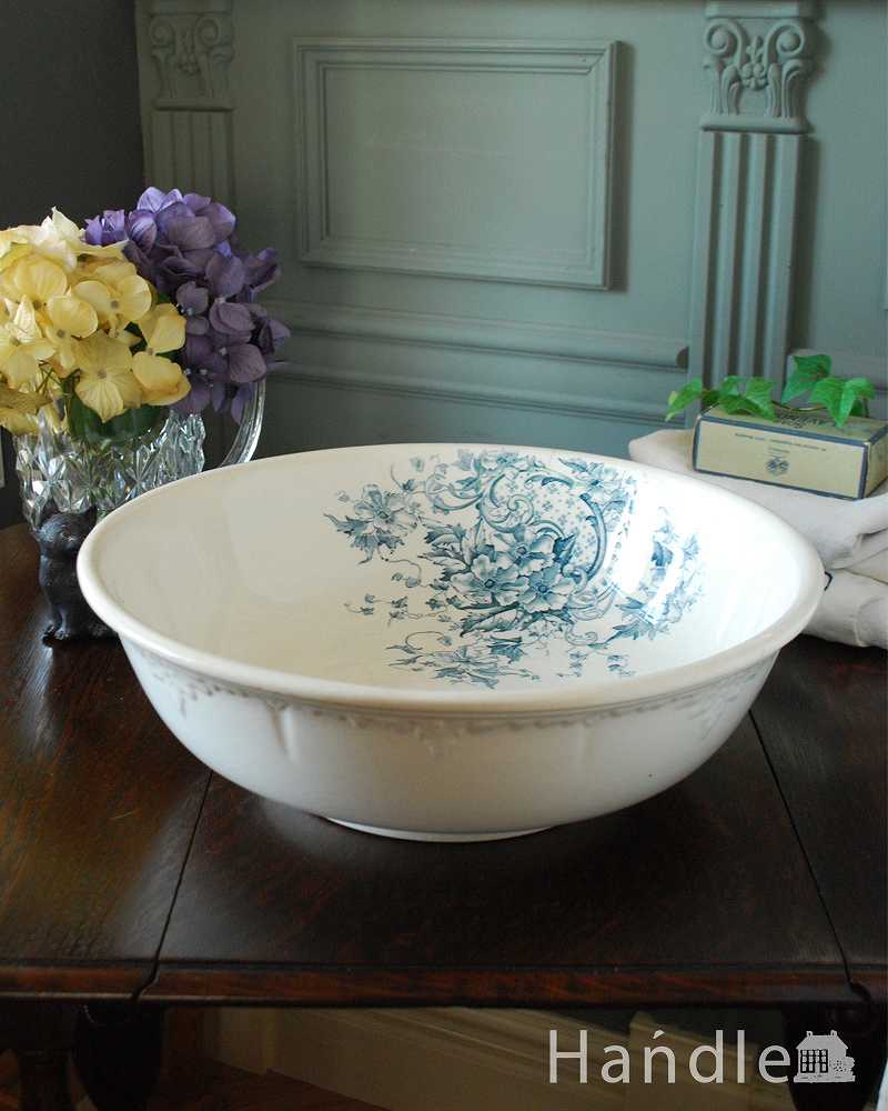エレガントで美しい模様、フランス輸入のアンティークボウル（手洗い鉢）(d-1572-z)｜アンティーク雑貨