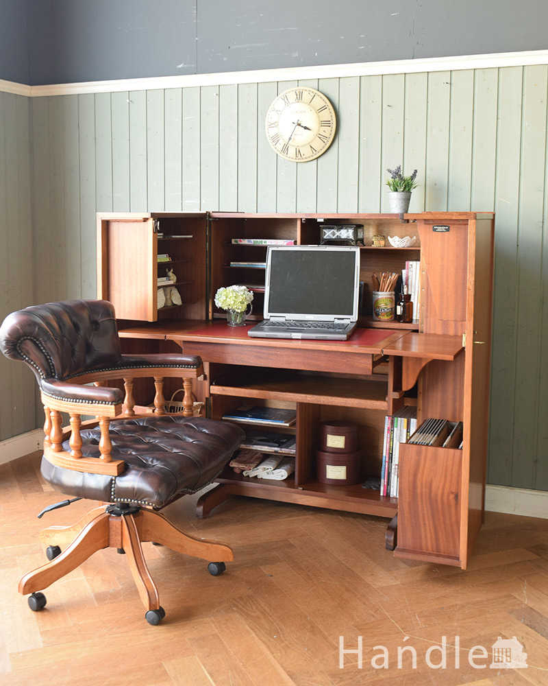 多機能なイギリスのヴィンテージ家具、ホームオフィス社のデスクキャビネット (k-1867-f)