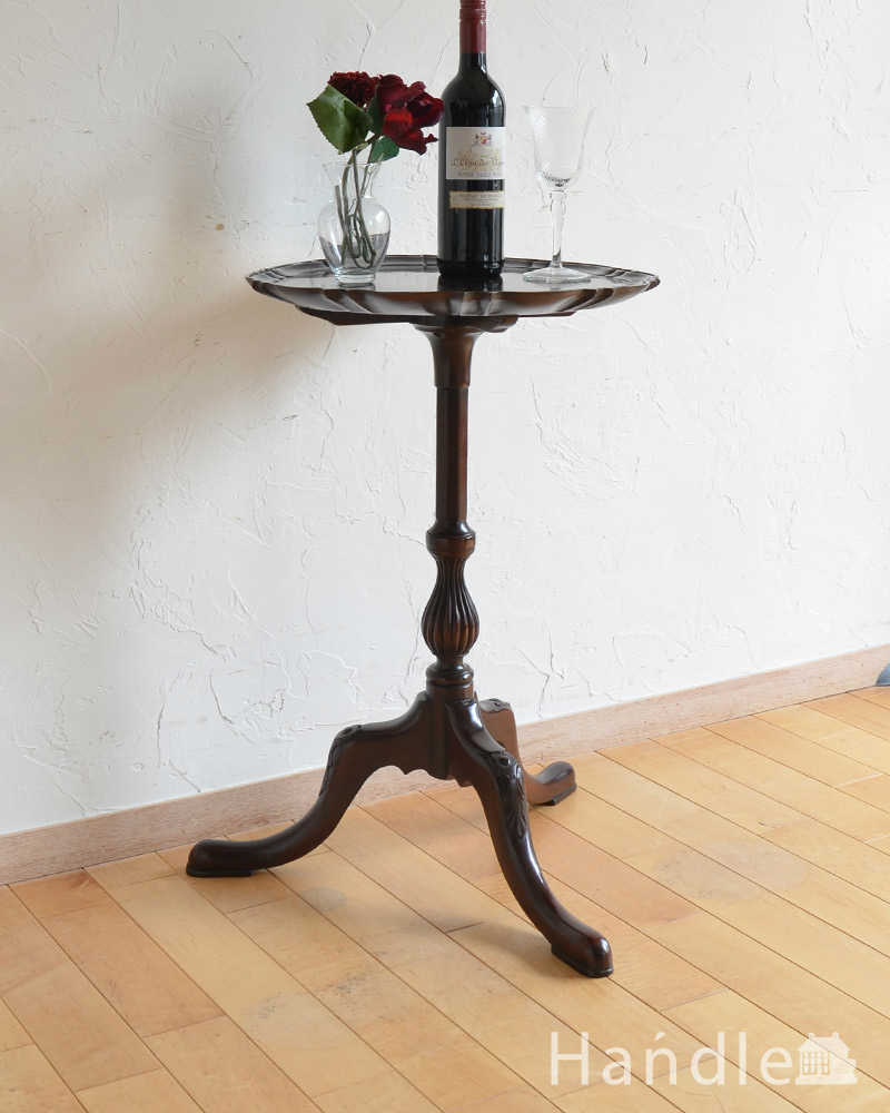 エレガントなアンティーク家具、高級なマホガニー材のワインテーブル (j-2100-f)