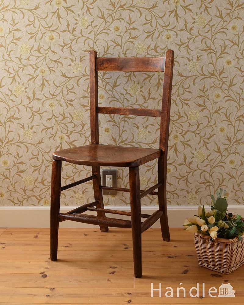 アンティークの椅子、ほっこりしたデザインが可愛いスクールチェア（チャイルドチェア） (k-1402-c)