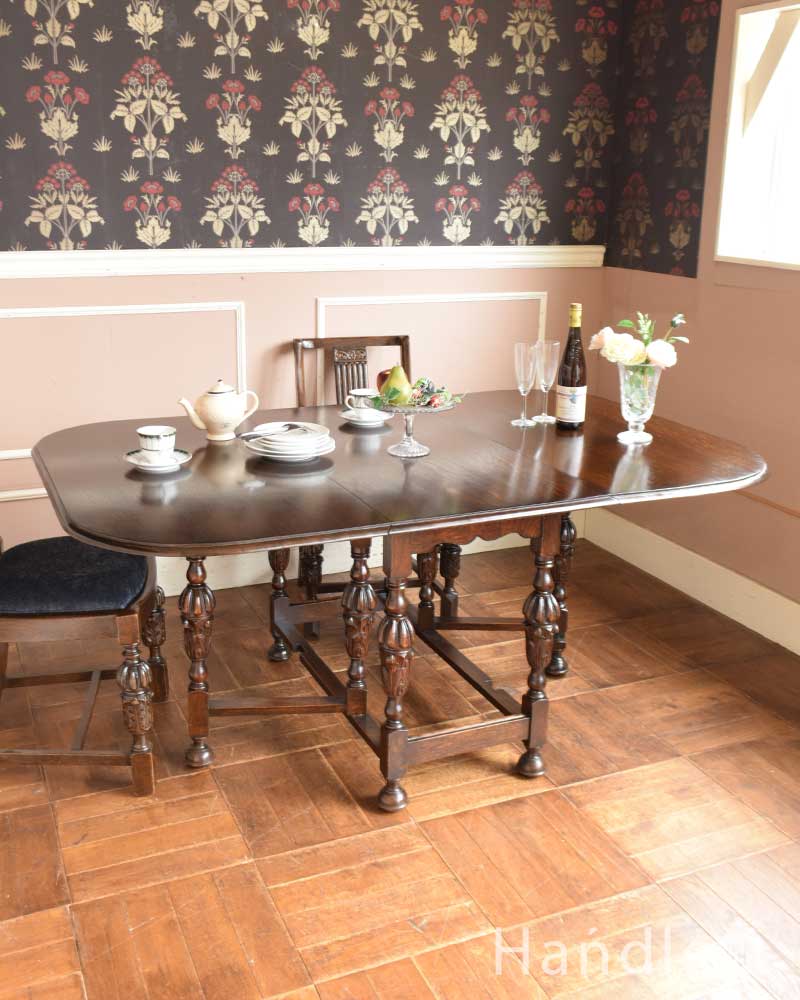 英国のスタイルのアンティーク家具、ゲートレッグテーブル（伸張式テーブル） (q-1225-f)
