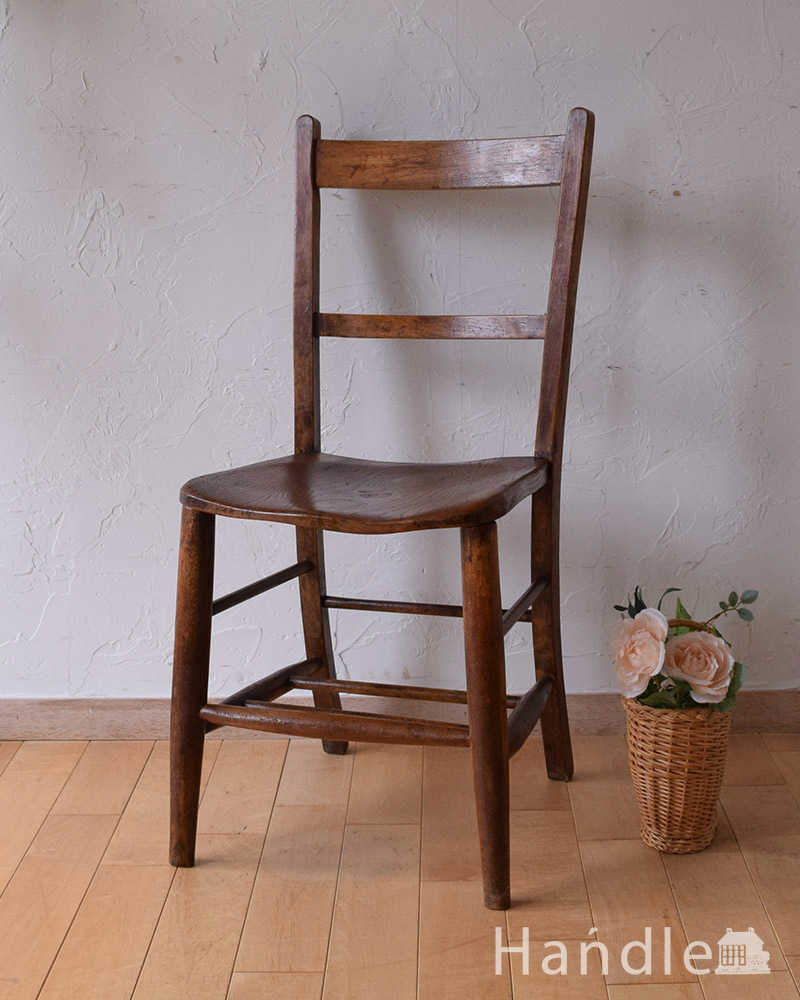 アンティークの椅子、シンプルな背もたれのイギリススクールチェア（チャイルドチェア） (k-1401-c)