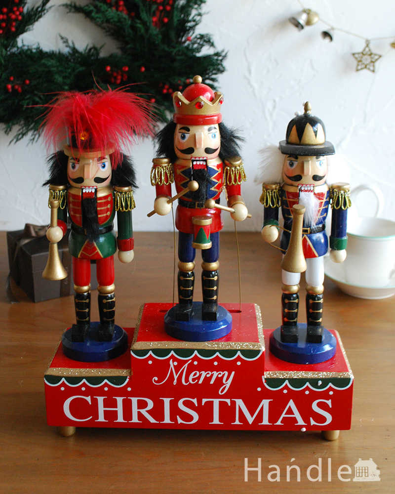 おしゃれなクリスマスオブジェ「くるみ割り人形」ナッツクラッカーオブジェオルゴール