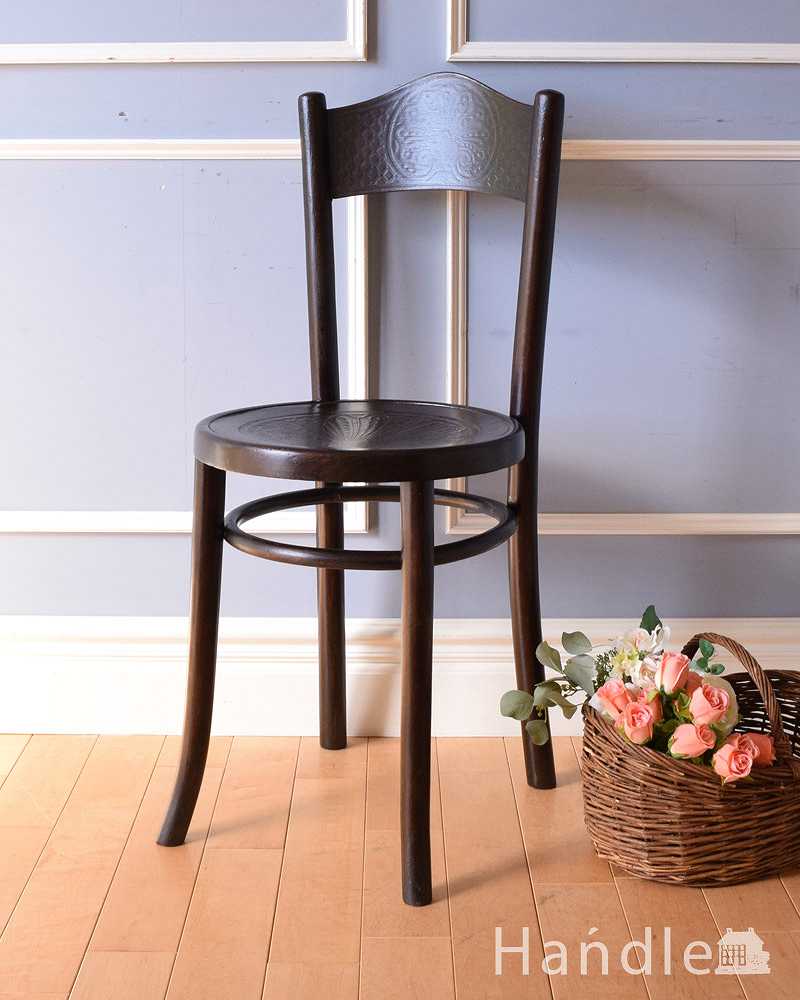 背もたれの模様が美しいベントウッドチェア、英国で見つけたアンティーク椅子 (q-218-c)