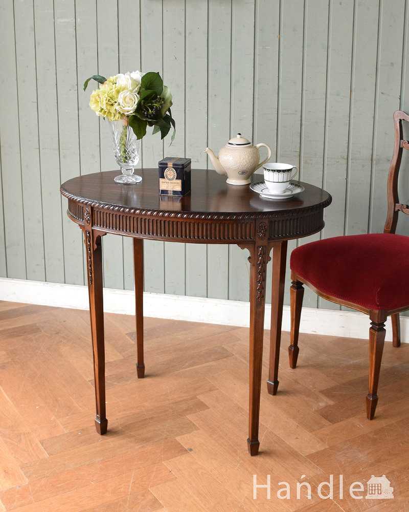 英国の美しいアンティーク家具、マホガニー材のオケージョナルテーブル (q-1307-f)