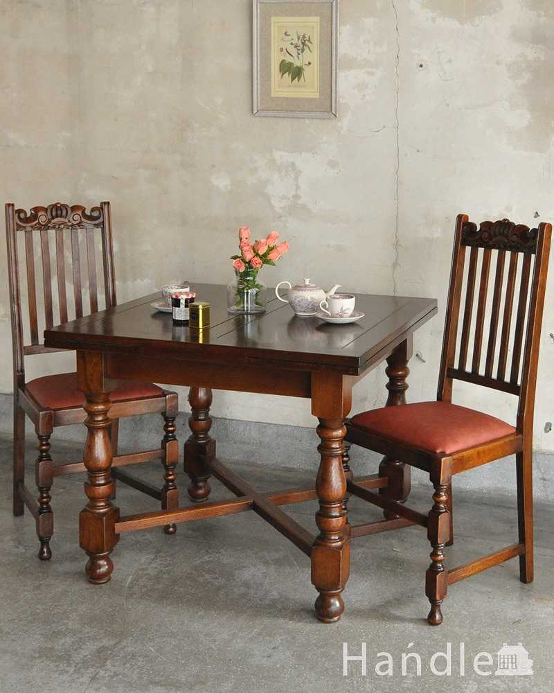美しい英国のアンティーク家具、３ＷＡＹでサイズが変えられるドローリーフテーブル（伸張式テーブル） (q-1232-f)