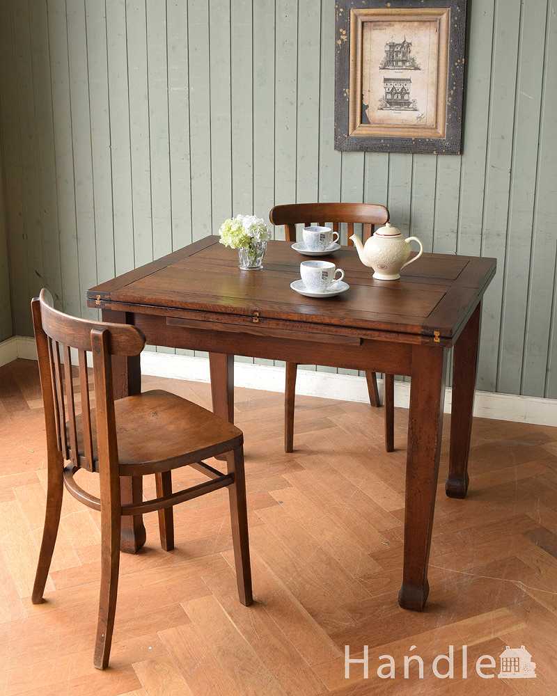 英国アンティーク家具、伸張式のダイニングテーブル（ ペイストリーテーブル） (q-1286-f)