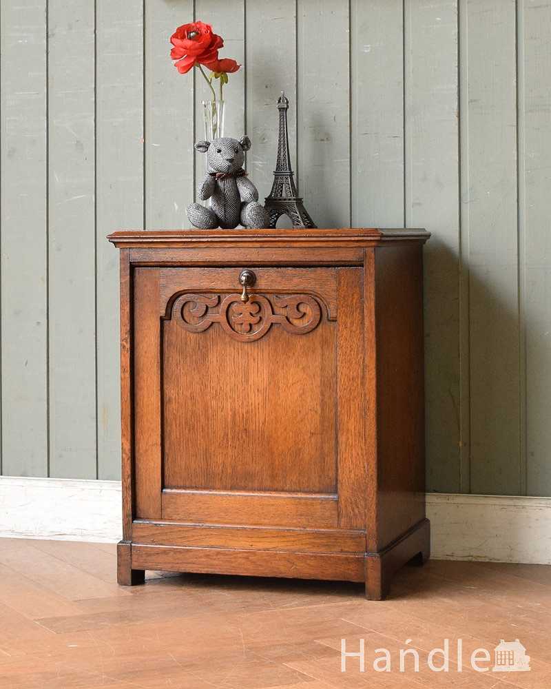 小さな英国アンティーク家具、贅沢なコールボックス(炭入れ) (q-1314-f)