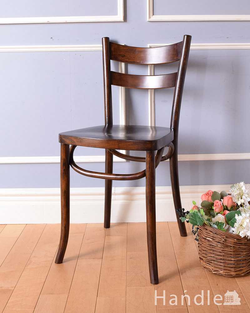 英国輸入のアンティーク椅子、カッコイイ木製のベントウッドチェア (q-265-c)