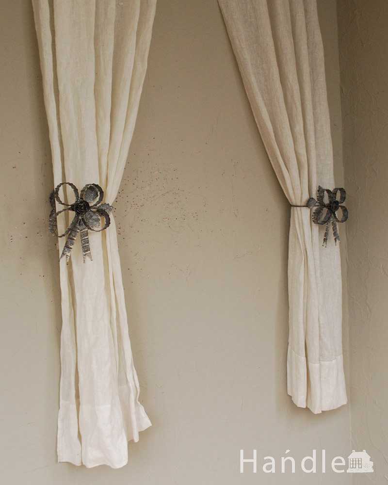 バラとリボンの大人可愛いデザイン、フランス輸入のカーテンホルダー(pair of Curtain Holders Colifichet) (cf-1022)
