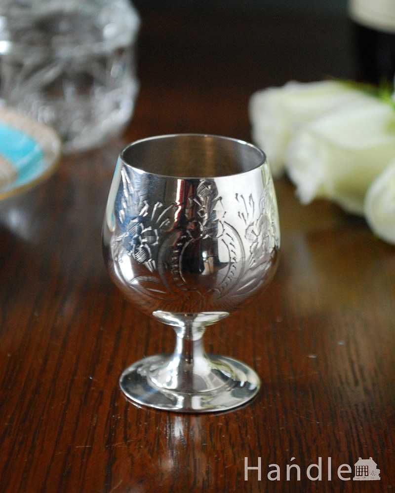 英国の銀食器、アンティークシルバーのオシャレなグラス (k-2569-z)